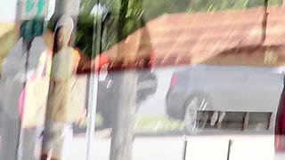 Amateur hitchhiking teen fucked on the car