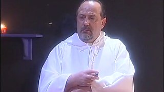 Naughty mega-bitch gets pulverized in church