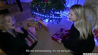 Hot Blonde Moms Get Anal DP Under Xmas Tree & On Piano - Hardcore Foursome