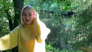 Blond haired beauty in yellow gets off with a hard cock