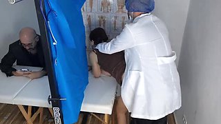 Redhead Wife Gets Fucked By Doctor In Gyno Exam - Husband Watches & Cums