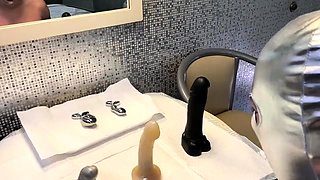 Strapon goddess punishes and humiliates pitiful masked slave