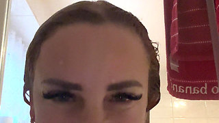 I Have a Very Wet Pussy When I Play in the Bath and Masturbate My Unshaven Smelly Pussy Under the Shower