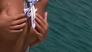 Big Tits Sailor Babe Flashing Outdoors by the Sea