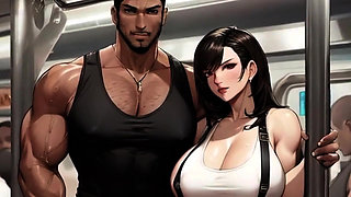 Big Titty Tifa LOVES making new friends on the train!