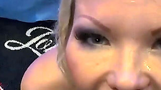 Blonde Slut Gets Her Face Covered in Cum by Multiple Cocks