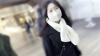 Small titted asian beauty giving blowjob