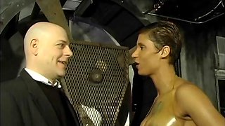 Tied up dude gets punished by two nasty mistresses