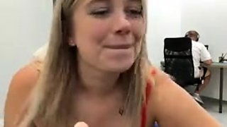 Webcam busty blonde stripped covered by oil anal masturbate