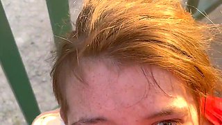 Amateur POINT OF VIEW ginger-haired hard-core face plumbing