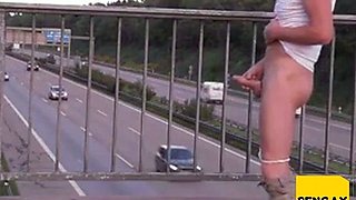 Outdoor Handjob for a Big-Cocked Hunk