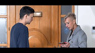 Shame4k. nosey teenager shaft receives a lesson from his mommy\u2019s matriarch friend