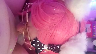 JIZZING TWO TIMES! Femboy inhales and guzzles two monstrous fountains.