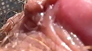 Amateur Hairy Girl Mastubates in Closeup with Huge Clit