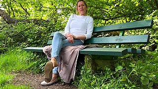 Super sexy blonde Rose goes solo outdoors