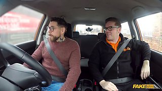 This cougar has is all blonde, Big Tits and a thirst for cock - faux driving school