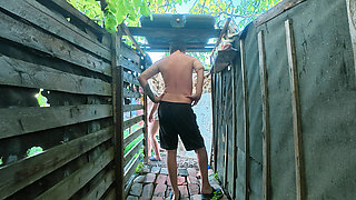 Big Firm Tits Outdoor Shower Doggy Style & Anal POV