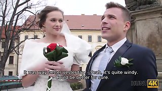 HUNT4K. Cute teen bride gets fucked for cash in front of her groom