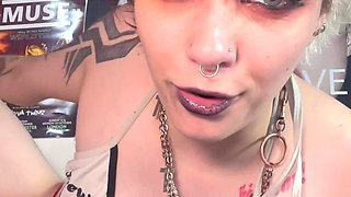 Goth with Long Tongue Spit Fetish Drooling