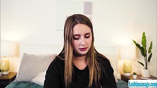 Teen blonde enjoys licking her curly friends wet clit