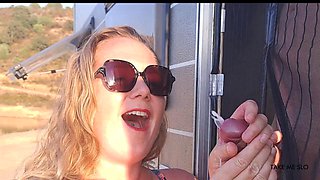 Blonde Ana Slos Public Outdoor Handjob Vacation