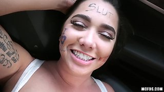 Busty Brunette Karlee Grey Sucks Cock For Ride