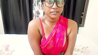 Indian Desi Bhabi in Red Saree Yoga Session