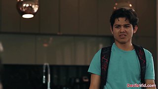 Stud witnessing stepfather penetrate his gf