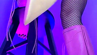 Bratty Pink Boots Tease- Ebony Femdom Goddess Rosie Reed Boot Domination Humiliation Mind Fuck
