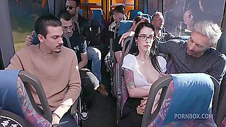 Librarian Gets Gangbanged Rough And Bukkaked On A Bus