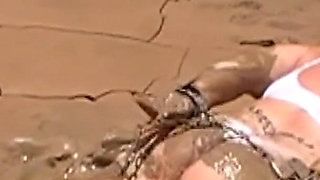 Julie Cunningham in Lingerie Wriggles Hard in Mud Hogtied with Chains. Sploshing Dirty Whore. Huge Tits Covered in Mud.