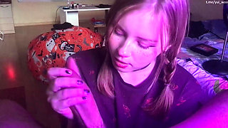 Younger Stepsister Sucks Big Cock and Gets Cum on Face