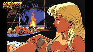 Sexy White Wife Tastes a Big Black Cock in Front of Her Cuckold Husband. Cartoon Comic Story