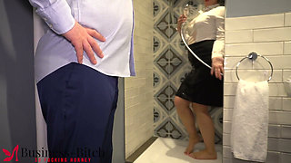 Hot secretary wet soapy shower fun
