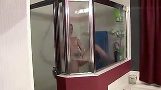 Brother Spies on Not Real Sister Taking Shower