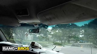 Bangbros - hair stylist madalina moon joins the bus and gets filled with ace hardz’s monster pecker
