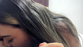 Stepsister rides my cock after the gym