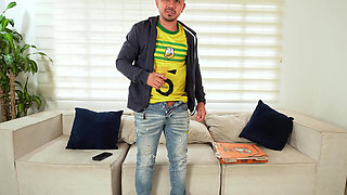 Busty Colombian and her friend get fucked by a skinny delivery man with a tip