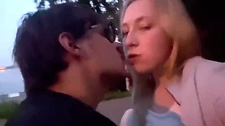 College Girl Gives Blowjob to Older Man Outdoors - POV Cum in Mouth