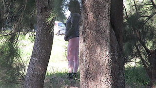Patricia and Her Ass Walks Among the Pines