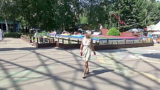 Pussy flashing and masturbation in a public park
