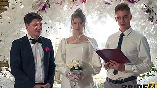 A charming bride got fucked in public by her lover in a steamy scene.