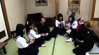 Wild Asian schoolgirls sharing their passion for group sex