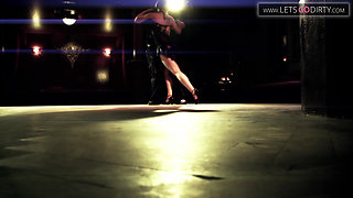 Hot girl gets bound by lover on the streets