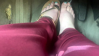 Pedal Pumping in Sandals - Driving with One Foot on Gas and Other on Brake