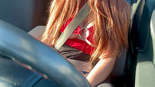 Italian Big Tits MILF Sexy Car Ride Big Tits Flashing Horny Nipples