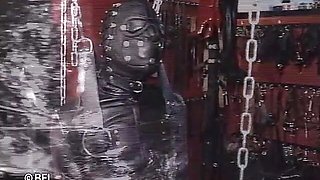 Old dude gets punished in tape bondage