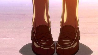 Innocent anime lady lets her lover in for the first time