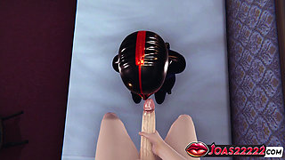 Fetish Latex Girl in 3D Hentai - Sloppy Blowjob, Latex Glove Handjob & Glans Tongue Cumshot