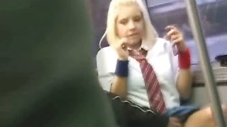 White Schoolgirl in Japan Bus!